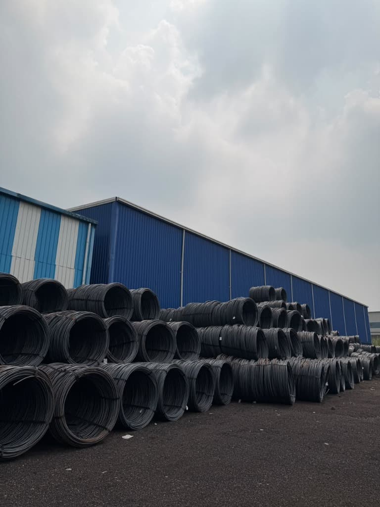 Wire rod coil inventory at warehouse facility